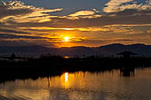 Inle Lake Myanmar. Sunset view from the resort. 
